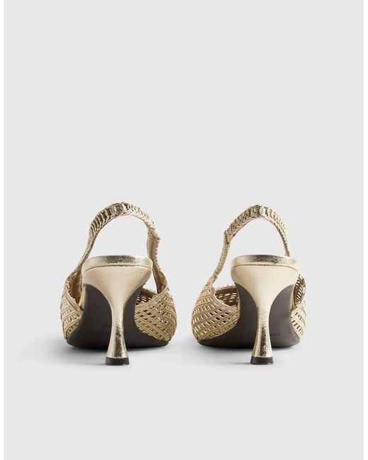 River Island White Weave Sling Back Court Heels