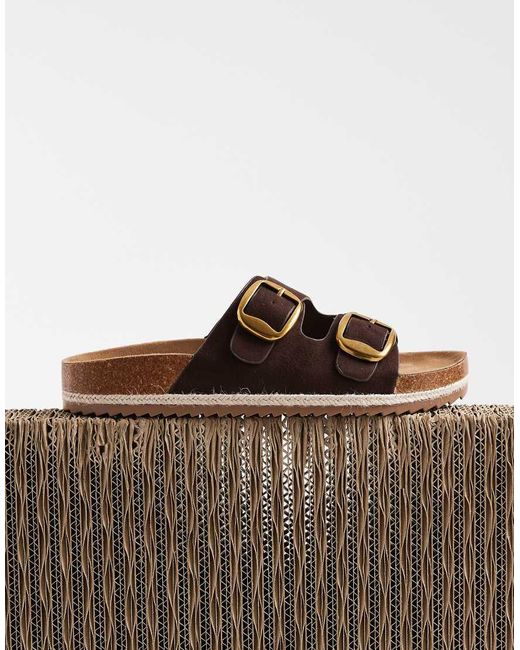 South Beach Brown Double Buckle Sandals