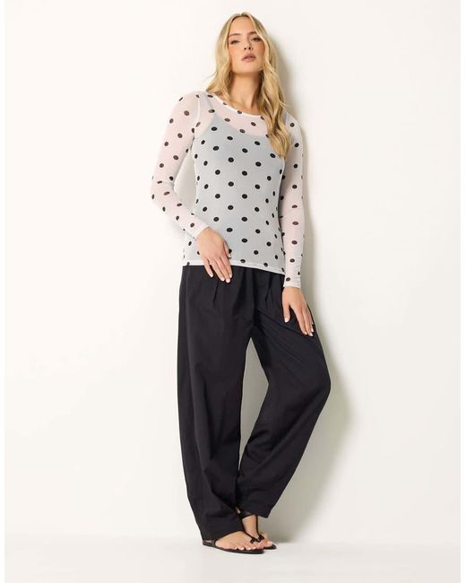 Long Tall Sally White Polka Dot Mesh Top