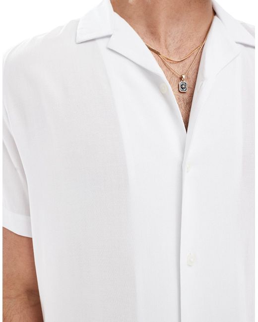 Chemise en viscose coupe classique à col à revers ASOS pour homme en coloris White