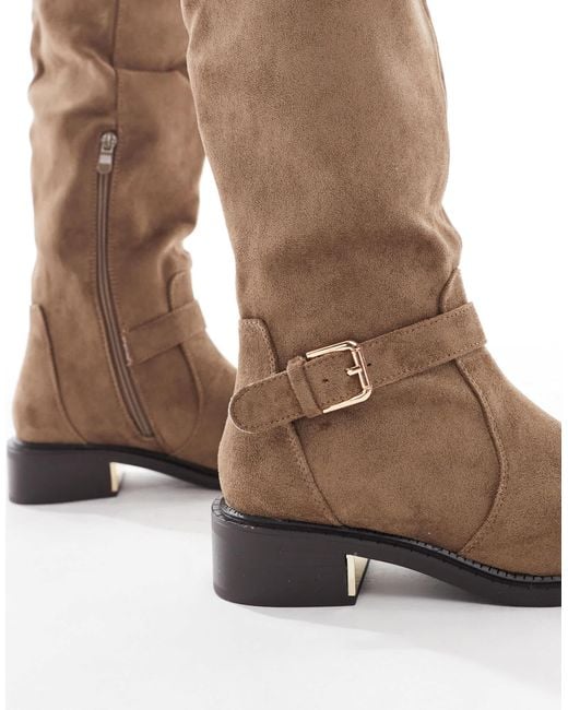 SEQWL Natural Latte Buckle Detail Over-the-knee Boots