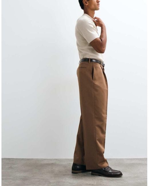 ASOS Multicolor Smart Pleated Wide Leg Pants for men