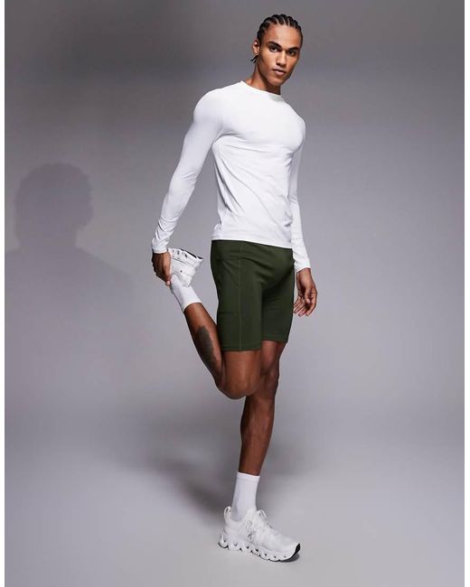4505 Gray Icon Active Quick Dry Base Layer Training Half Tight With Phone Pocket for men