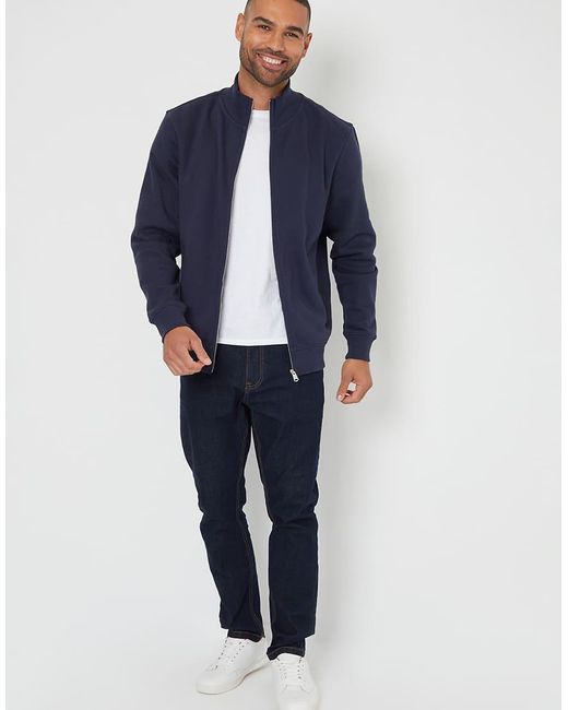 Threadbare Blue Funnel Neck Zip Through Sweatshirt for men