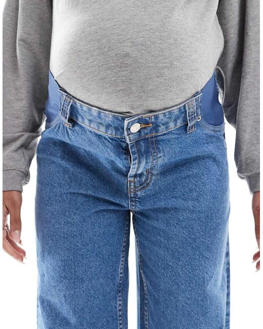 Vaqueros Dad Azul Limpio De Pernera Ancha De Asos Design Maternity ASOS de color Blue