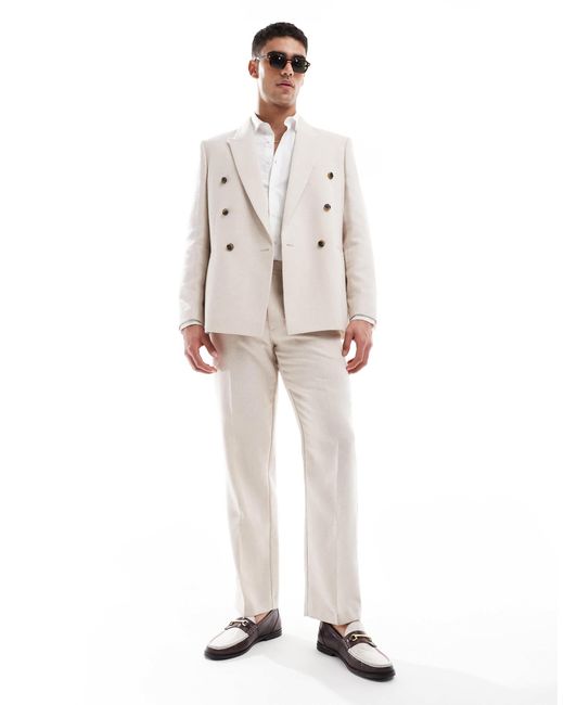 ASOS – zweireihige anzugjacke aus wollmix in White für Herren