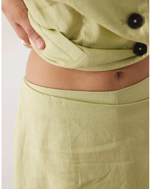 New Look Green Co-Ord Linen Blend Wrap Skort