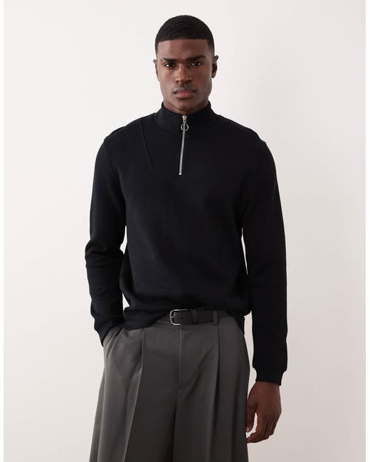 Sweat à col zippé ASOS pour homme en coloris Black