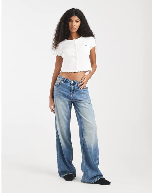 Tommy Hilfiger White Ribbed Buttoned T-shirt