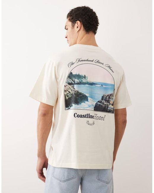 Jack & Jones White Oversized T-shirt With Scenic Backprint for men
