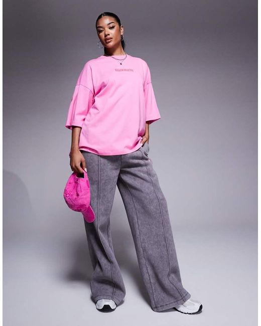 ASOS Pink Weekend Collective Icon Oversized T-shirt With Stacked Back Logo