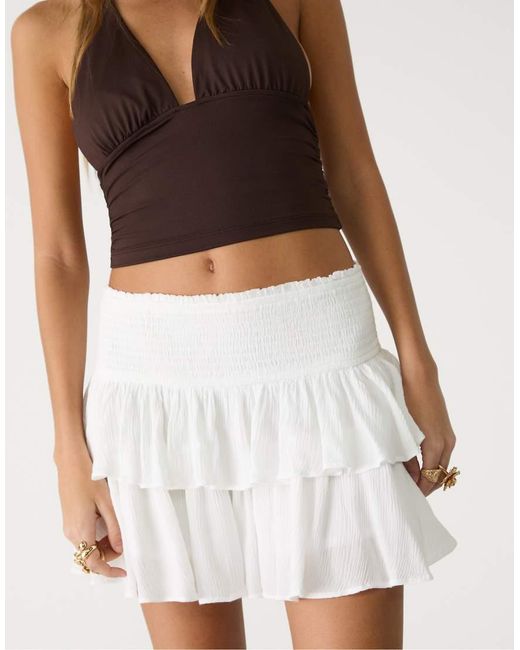 Stradivarius Natural Str Layered High Waist Skort