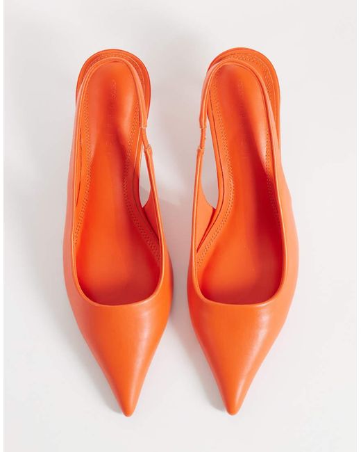 ASOS Orange Signature Kitten Heeled Shoes