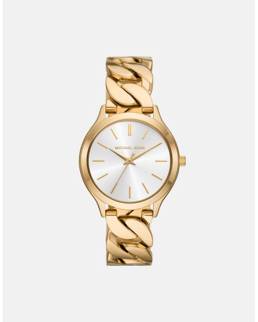 Michael Kors Metallic – runway – damenuhr aus em edelstahl mit drei zeigern
