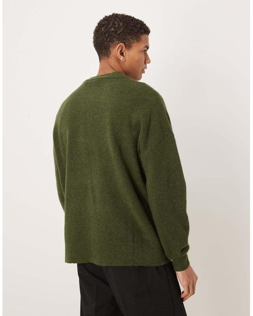 ASOS Green Oversized Brushed Knitted Crew Neck Jumper for men