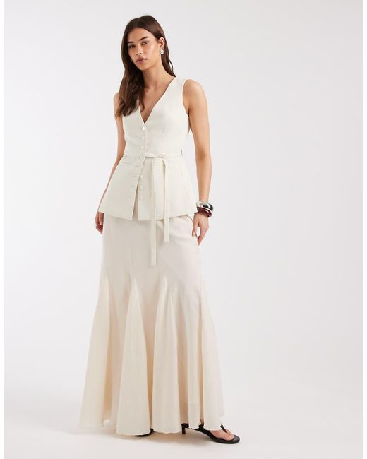 4th & Reckless White Longline V Neck Vest