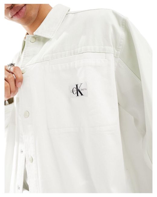 Camicia giacca lavaggio con stemma a blocco di Calvin Klein in White da Uomo