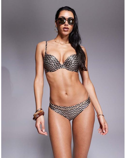 Boux Avenue Multicolor Chevron Print Boost Bikini Top