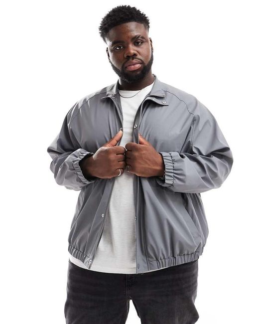 Chaqueta De Chandal Gris Carbon Extragrande Impermeable Con Acabado Engomado De ASOS de hombre de color Gris Lyst