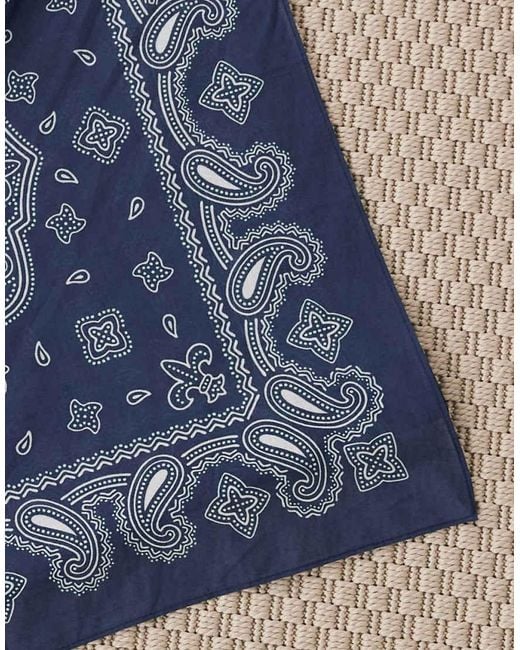 ASOS Blue Paisley Cotton Bandana for men