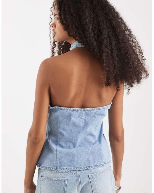 ASOS Blue Key Hole Mandarin Top