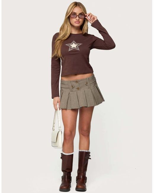 Edikted Brown Starlett Long Sleeve T Shirt