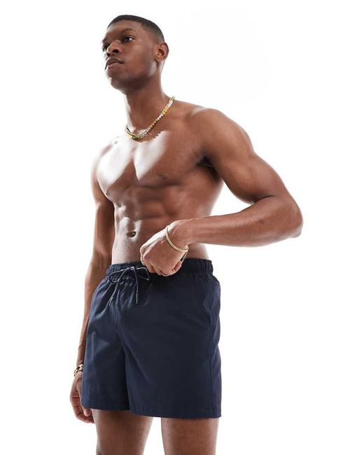 Pull&Bear Zwemshort Met Textuur En Zak in het Blue voor heren