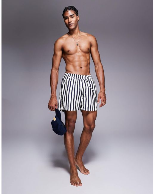 ASOS – halblange badeshorts in Blue für Herren