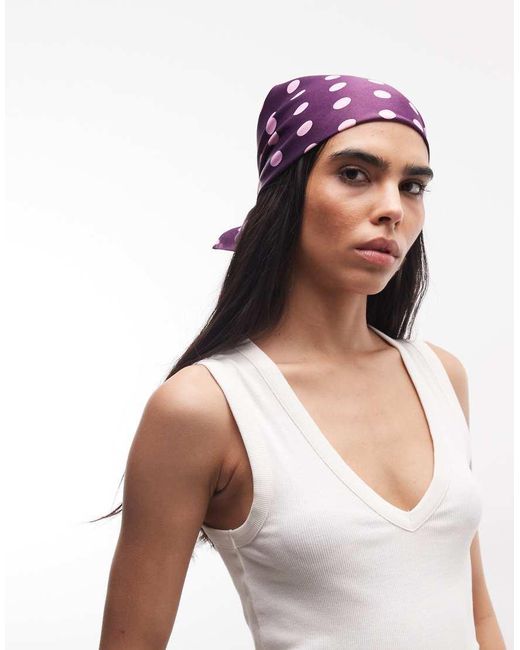 Reclaimed Vintage Multicolor Polka Dot Satin Head Scarf