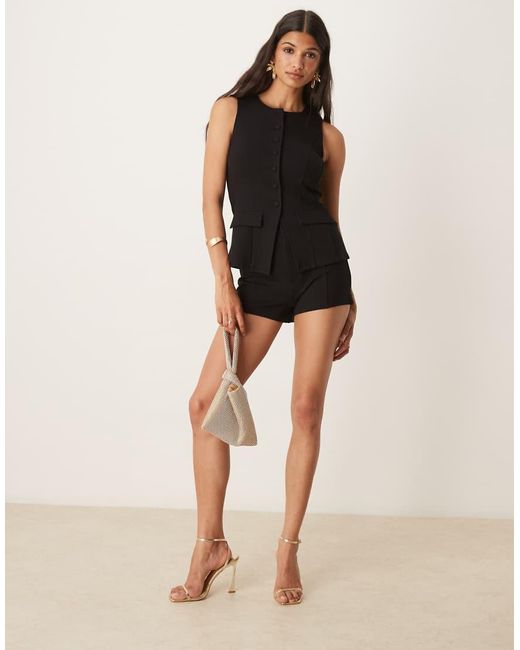 ASOS Black Co-ord Ponte Seamed Hot Pant Short