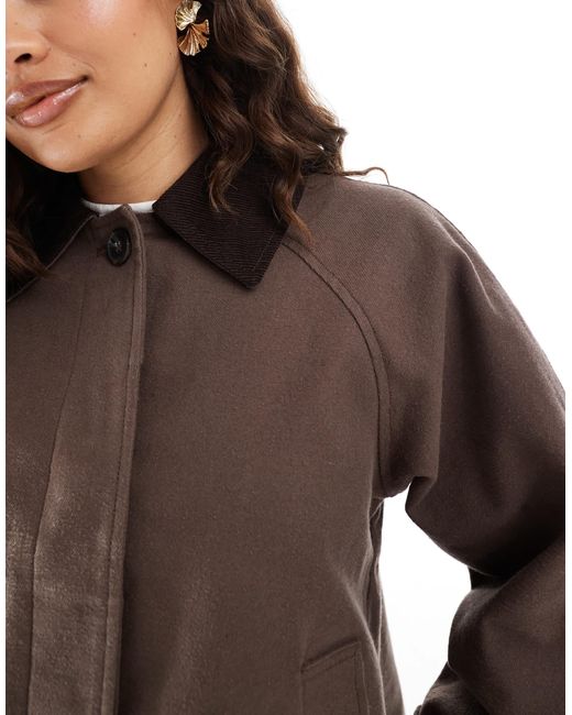 ASOS Brown Asos Design Petite Jacket With Contrast Collar