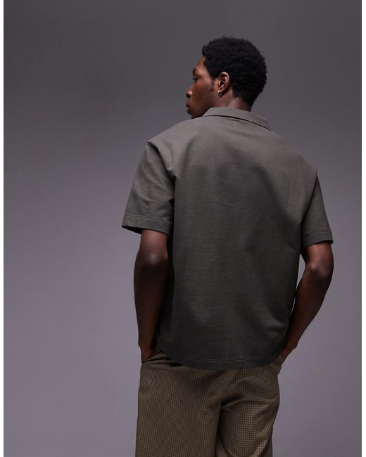 Topman – schweres, kastiges polohemd in Gray für Herren