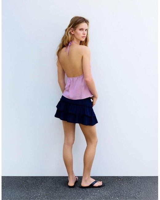 Top Allacciato Al Collo di Pull&Bear in Blue