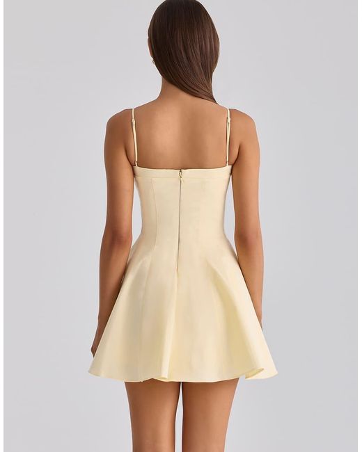 House Of Cb Natural Dolly Lemon Cotton Flared Mini Sundress
