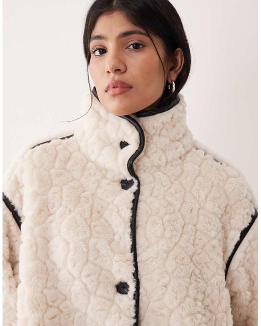 Gina Tricot Natural Faux Fur Bonded Midi Coat