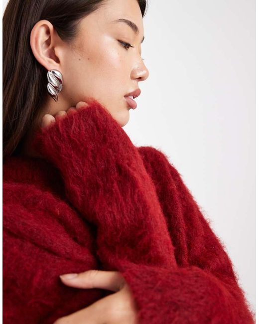 ASOS Red Brushed Fluffy Jumper