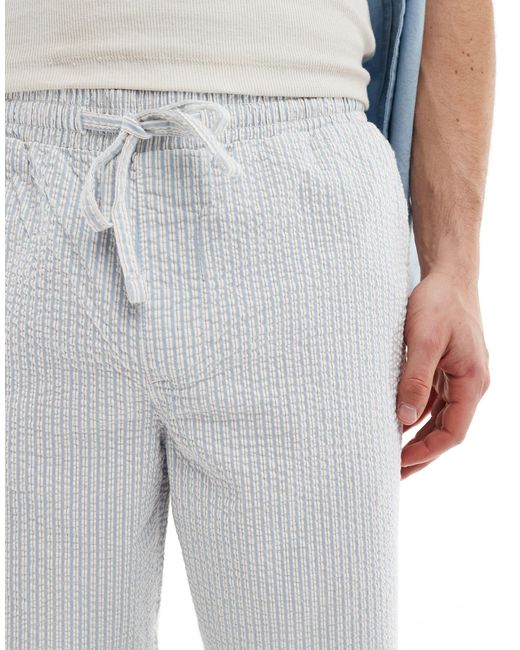 Pantalon ample à rayures en crépon avec taille élastique - bleu et blanc ASOS pour homme en coloris Blue