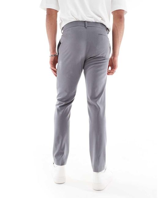 Pantalones De Traje De Corte Pitillo De Tejido Elástico En Cuatro Direcciones De ASOS de hombre de color White