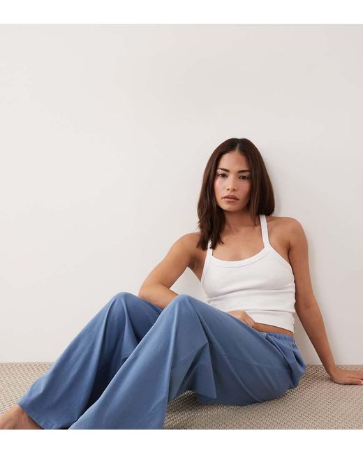 ASOS Blue Asos Design Petite Mix & Match Cotton Pyjama Trouser