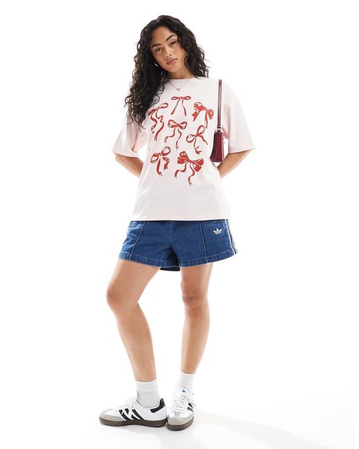 JJXX Oversized T-Shirt Met Rode Strik in het White