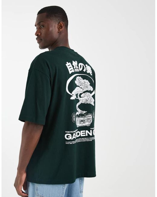 ASOS Blue Oversized T-Shirt With Bonsai Graphic for men