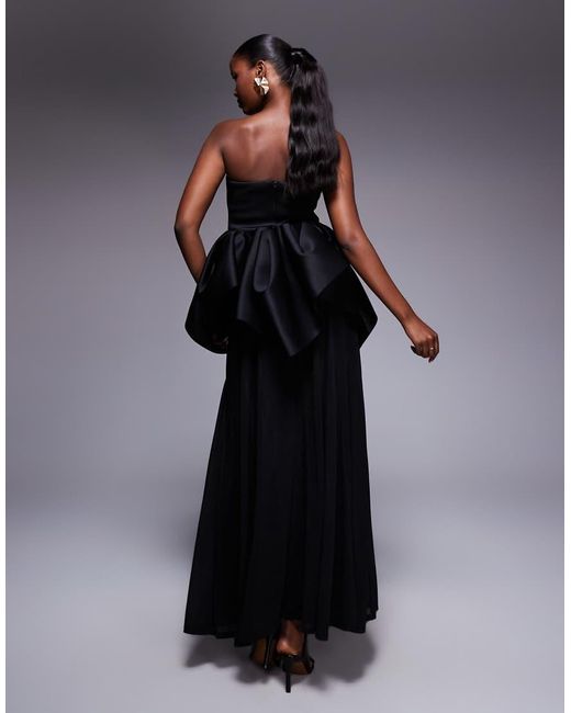 ASOS Blue Premium Strapless Bodice With Sheer Skirt Maxi Dress