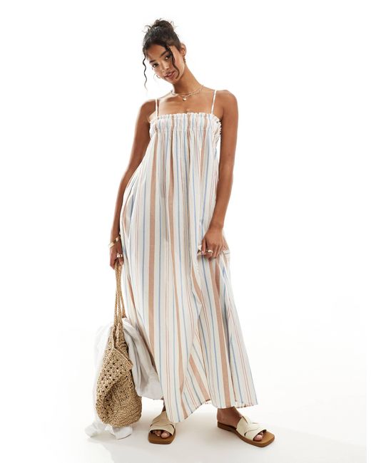 ASOS White – trapezförmiges strandkleid mit en streifen
