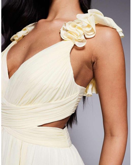 Forever New Yellow Chiffon Ruffle Shoulder Maxi Dress