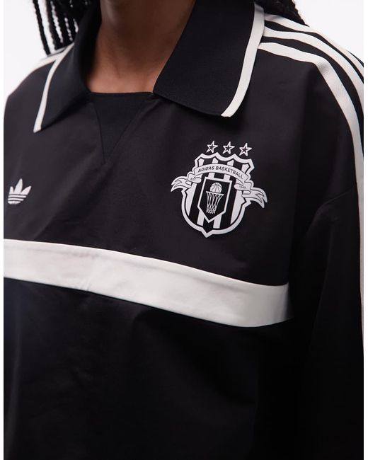 Adidas Originals Black Rugby Long Sleeve Polo Shirt