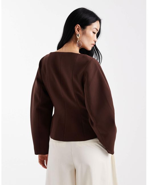 ASOS Brown Slash Neck Blazer