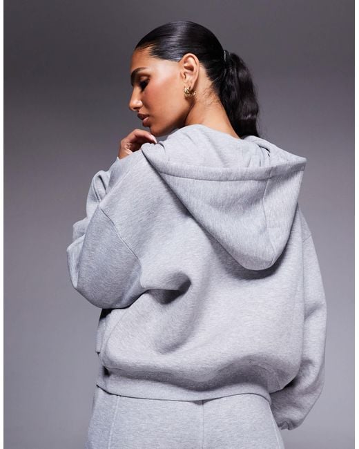 ASOS Gray Co-ord Zip Through Hoodie With Balloon Sleeve