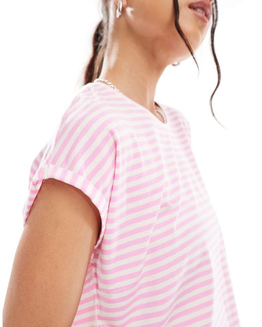 Vero Moda Pink Oversized Stripe T-shirt