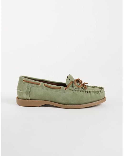 Free People Green Lagoon Cut Out Boat Shoes