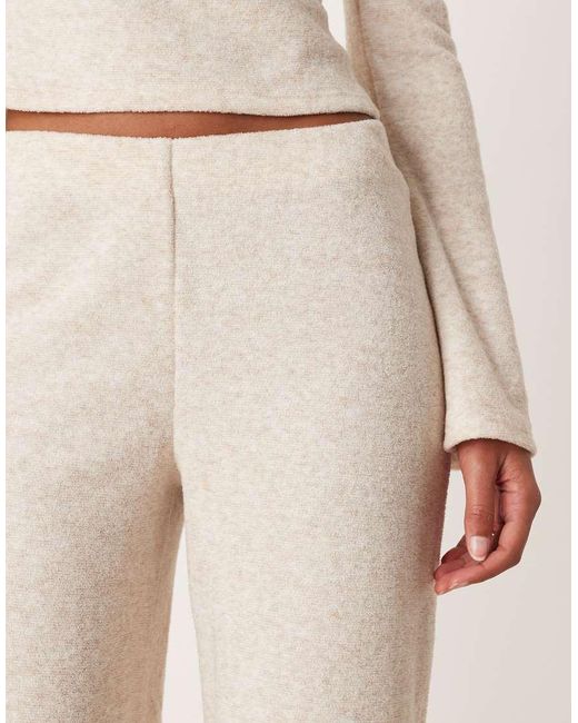 ASOS Natural Brushed Rib Knit Wide Leg Pants